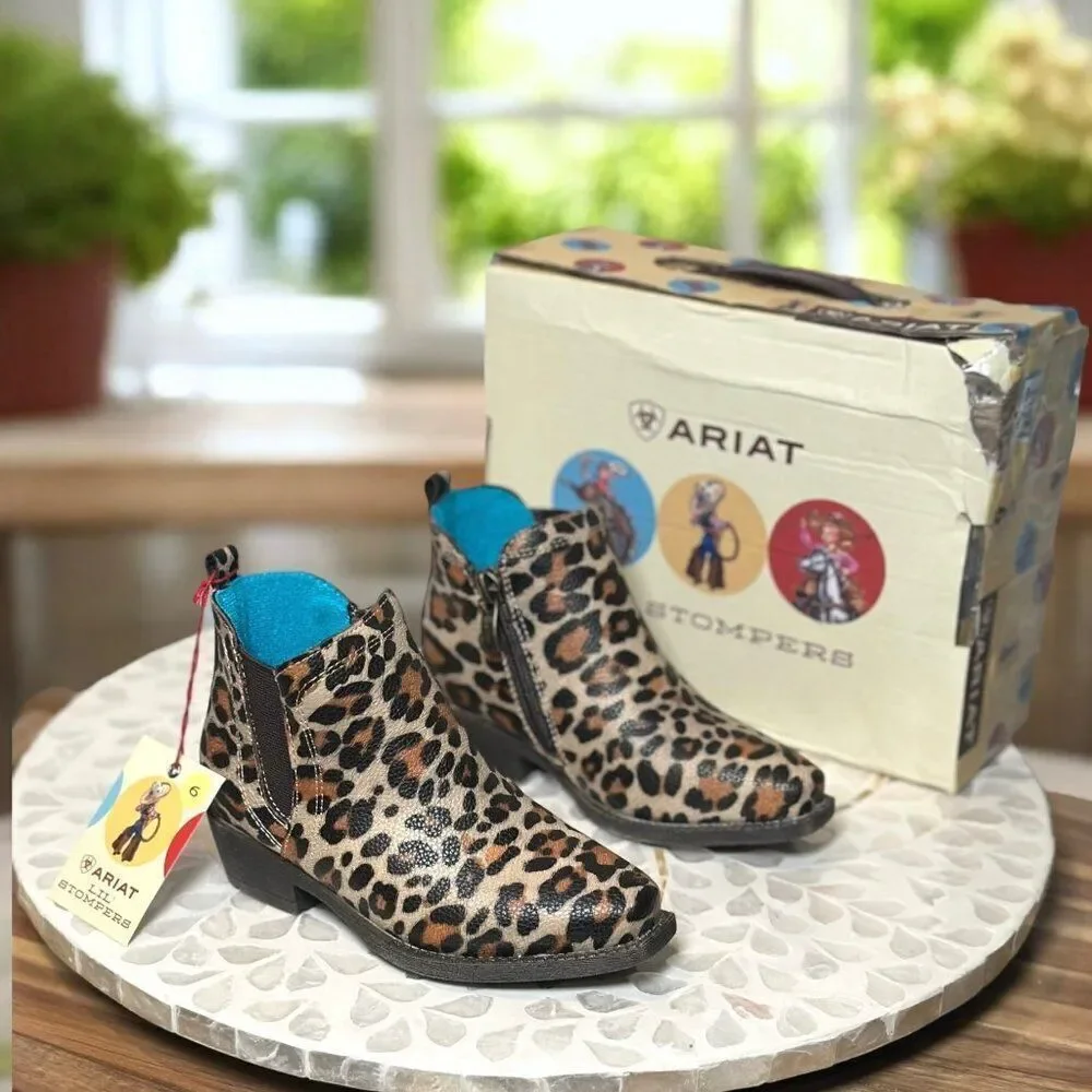 Ariat Lil’ Stompers “Lucy” Leopard Print Toddler Western Cowboy Booties Size 6
